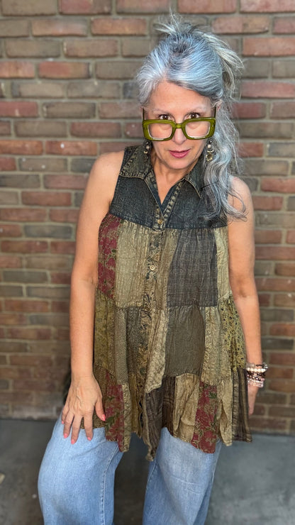 Boho Sleeveless Patchwork Top