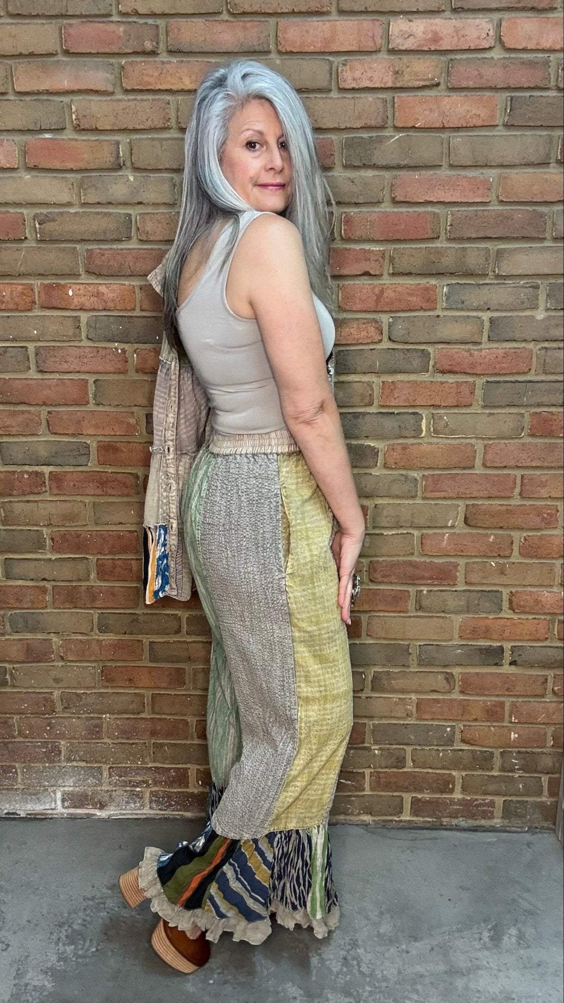Boho Patchwork Stripe Pant - Vintage Vault Boutique