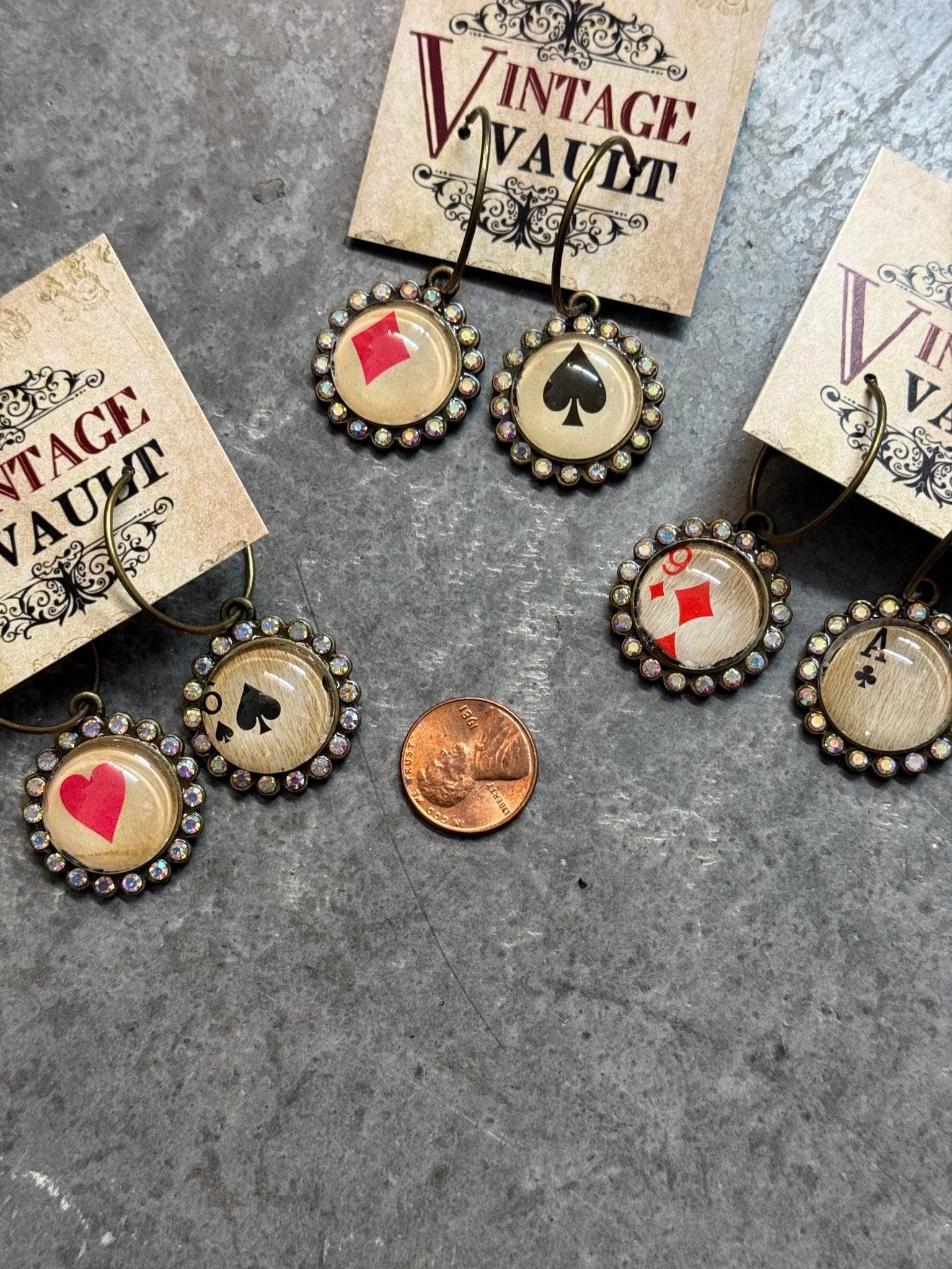 Mismatched Card Earrings - Vintage Vault Boutique