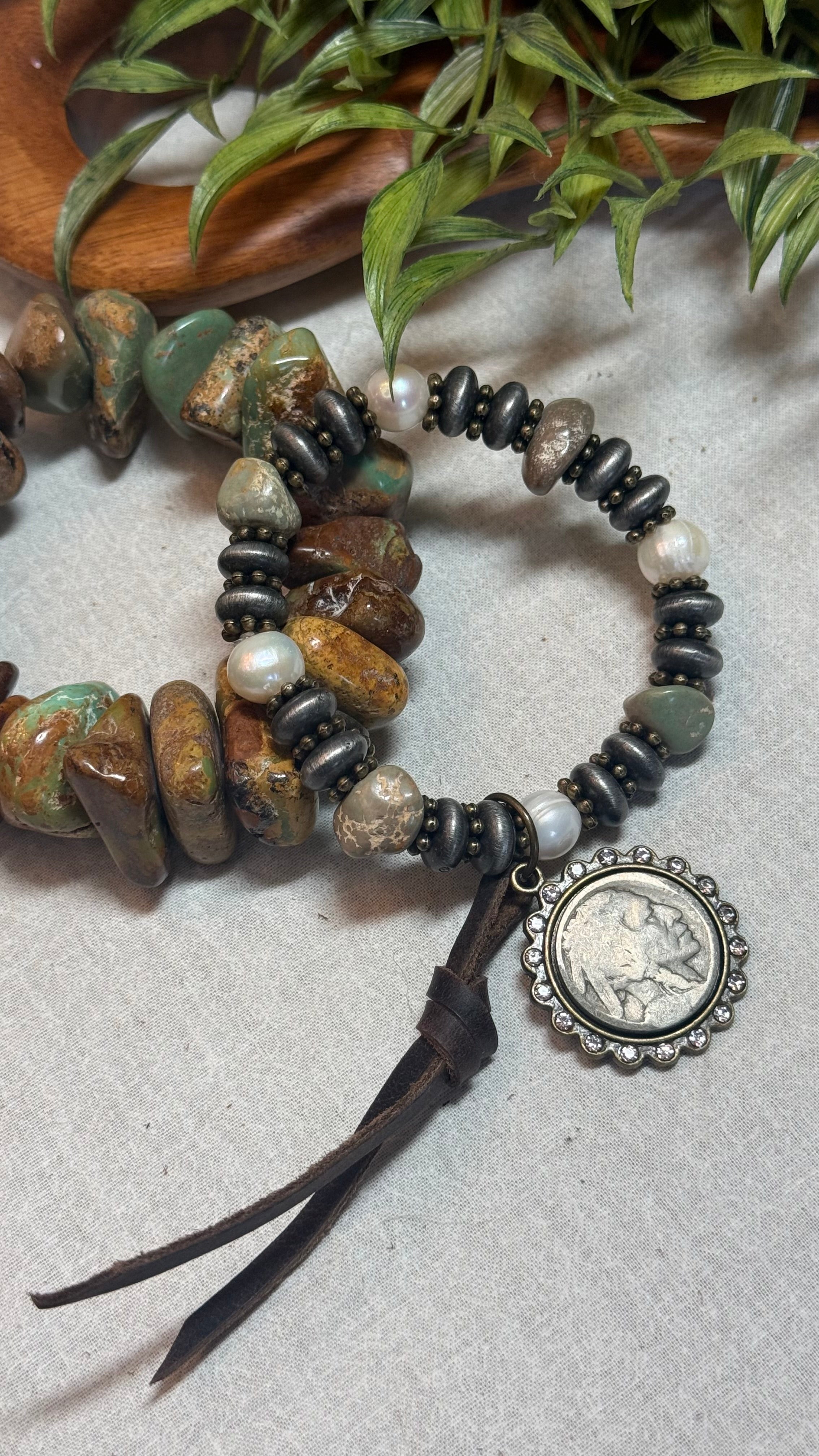Mixed Bead Nickel Stretch Bracelet