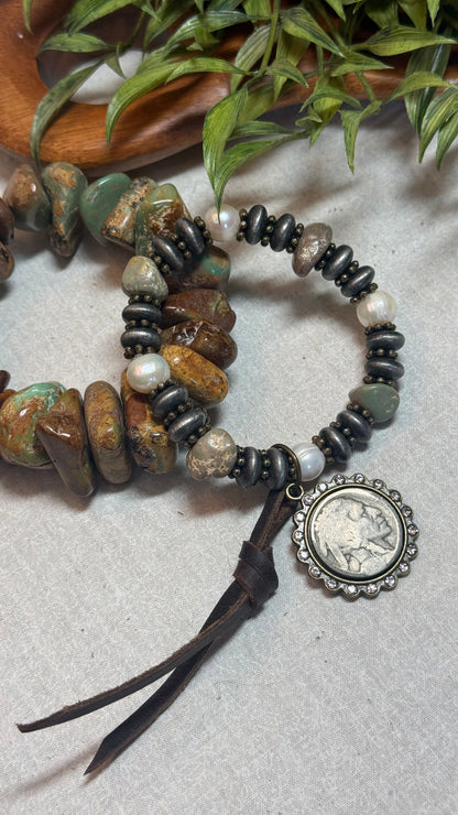 Mixed Bead Nickel Stretch Bracelet