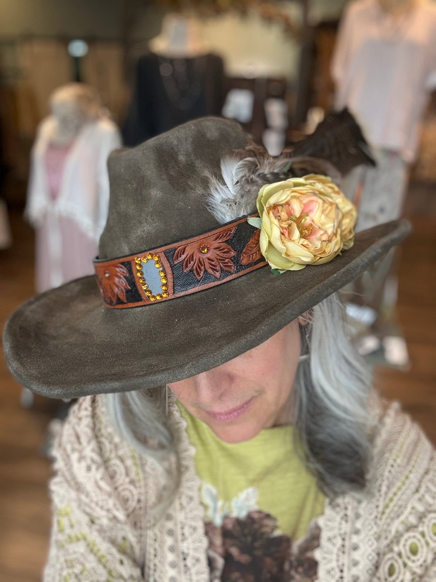 Yellow Rose Cowboy Hat by A Rare Bird - Vintage Vault Boutique