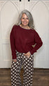 Wine Wide Neck Sweater - Vintage Vault Boutique