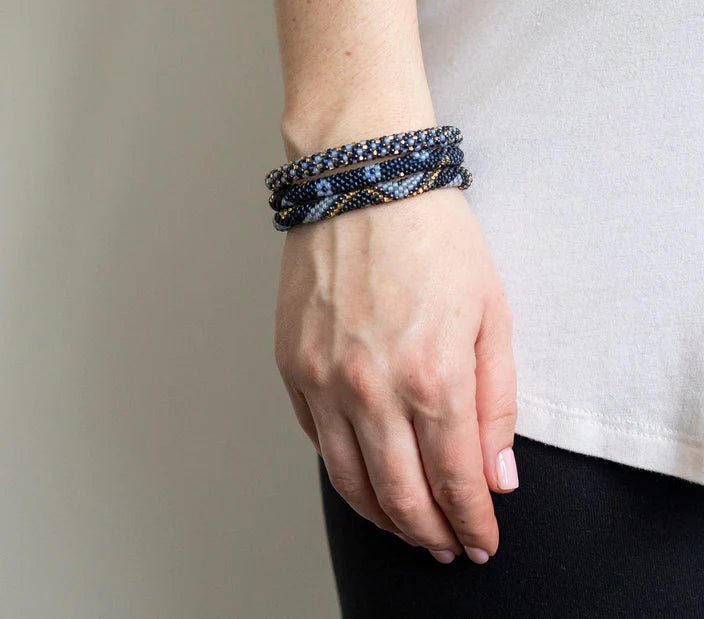 Roll On Bracelet Set of 3 Midnight Blue - Vintage Vault Boutique