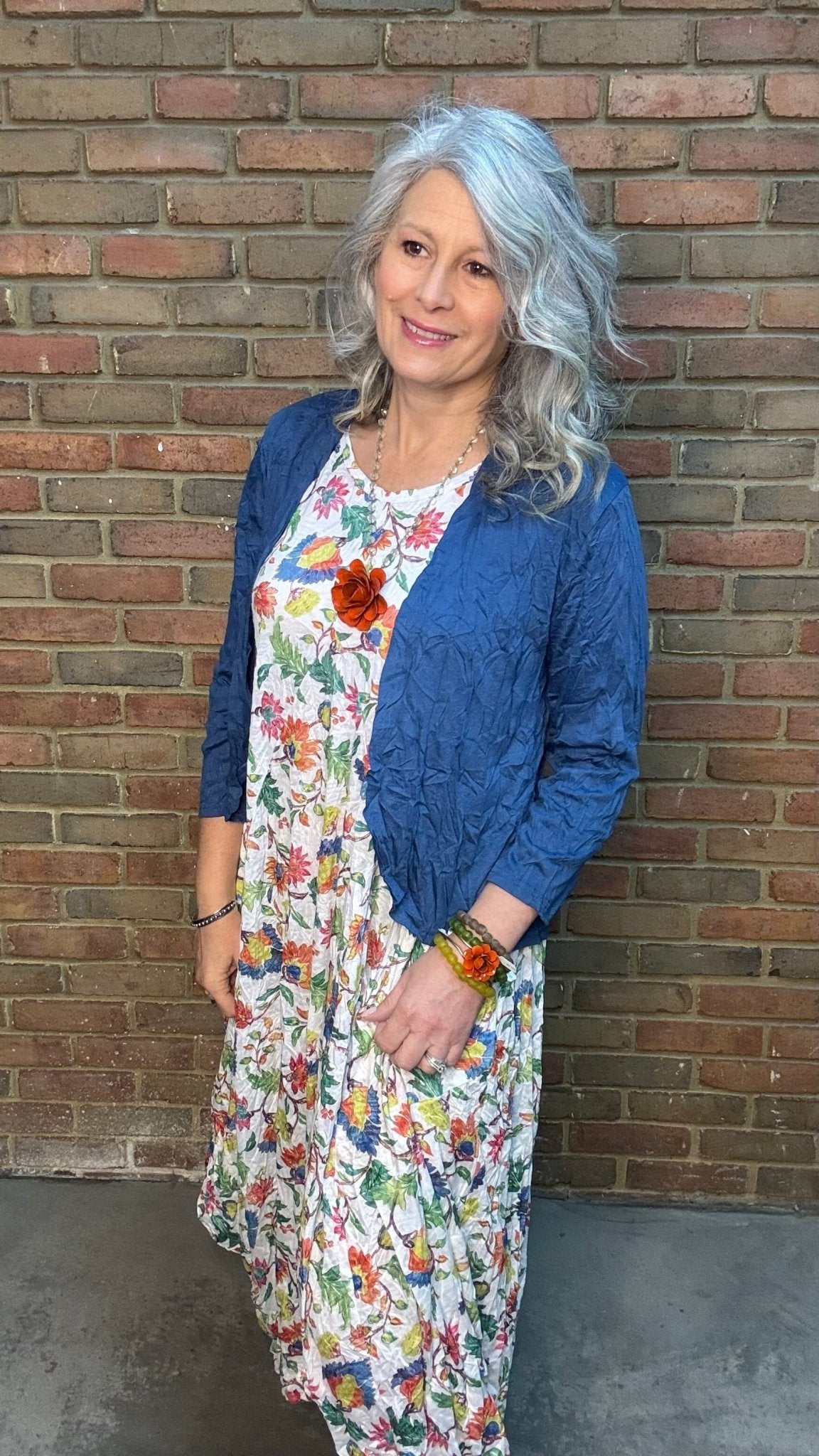 Indigo Crinkle Cardigan - Vintage Vault Boutique