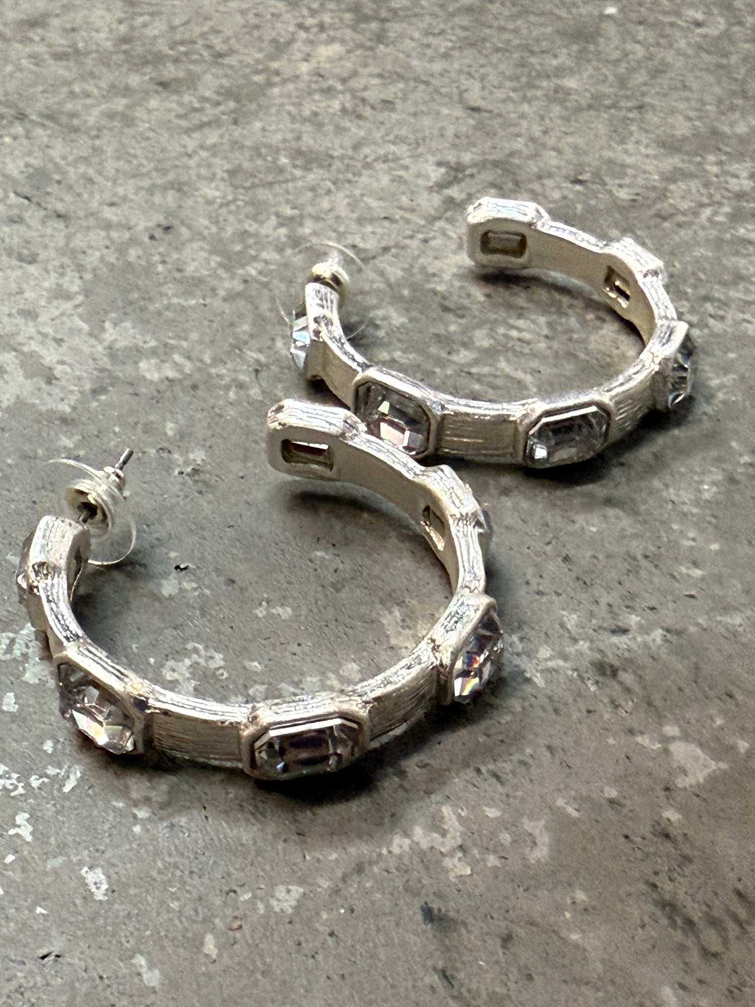 Crystal and Silver Hoop Earring