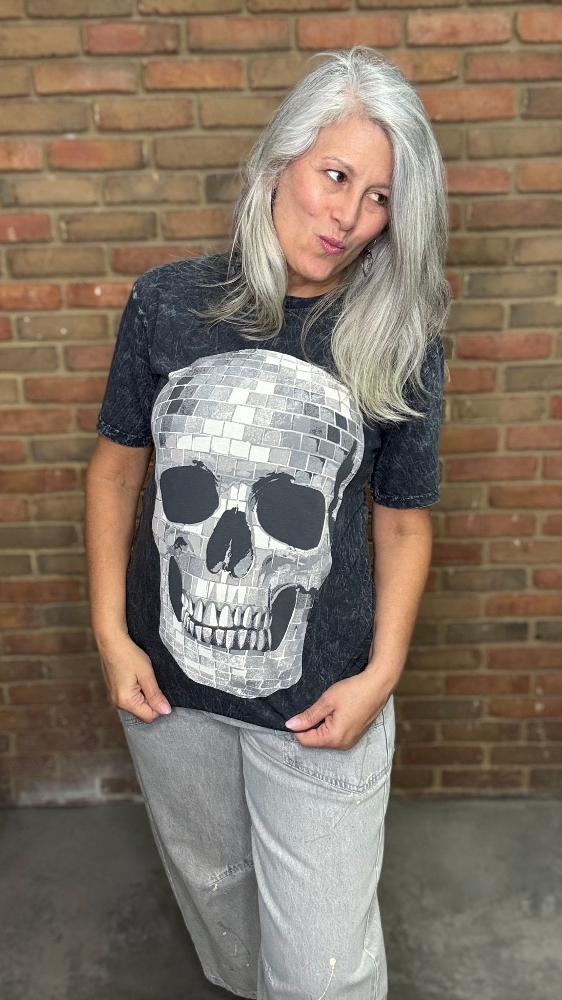 Vintage Washed Disco Ball Skull T-Shirt - Vintage Vault Boutique
