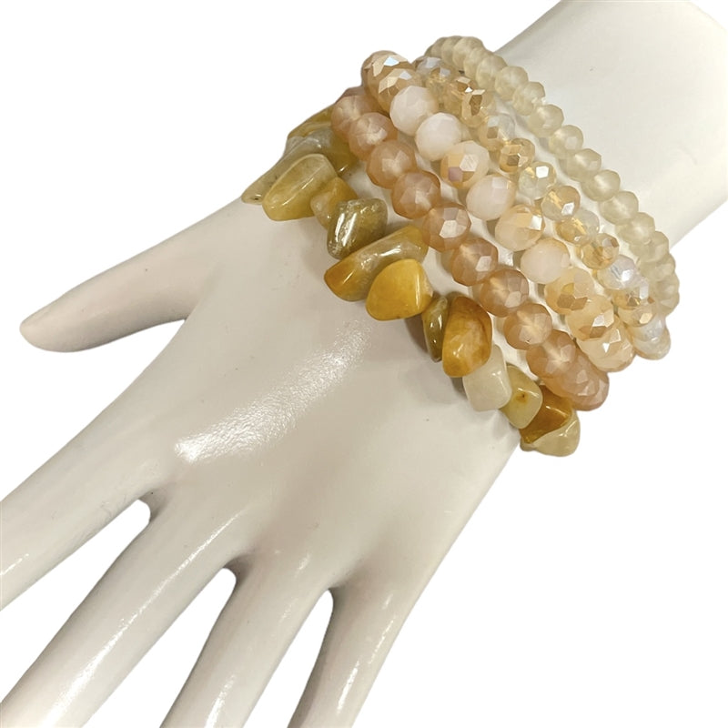 Crystal and Natural Stone 5pc Bracelet Set