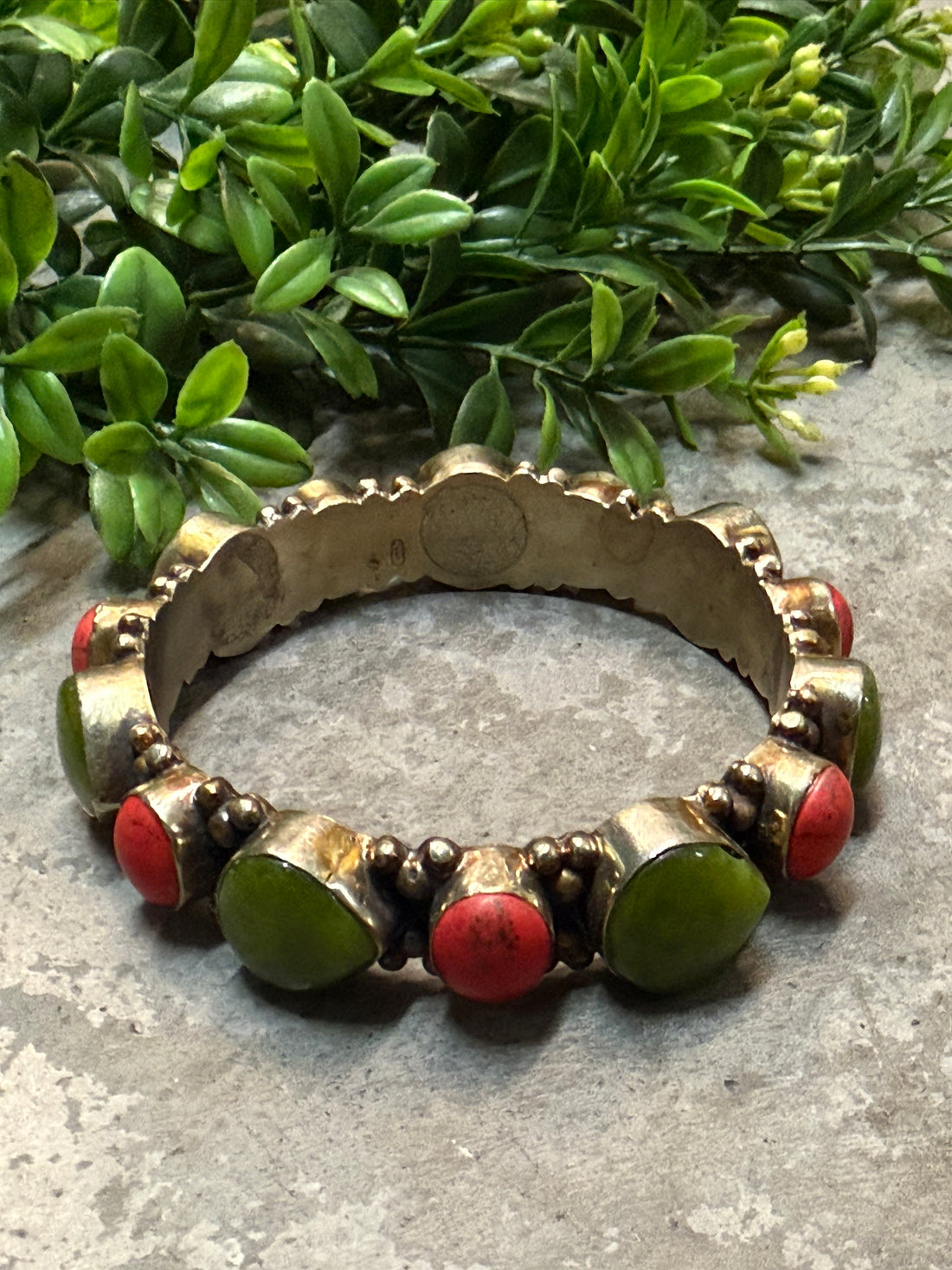 Red and Green Semi Precious Stone Bracelet