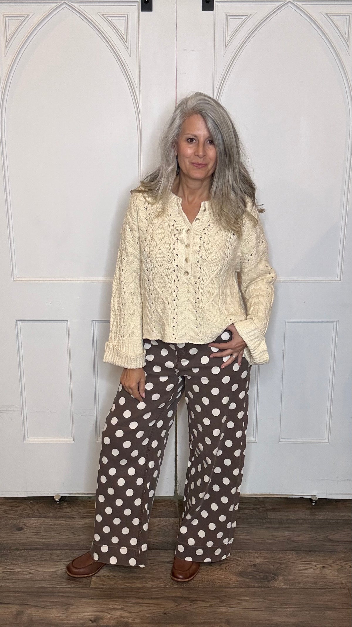 Polka Dot Straight Leg Jean