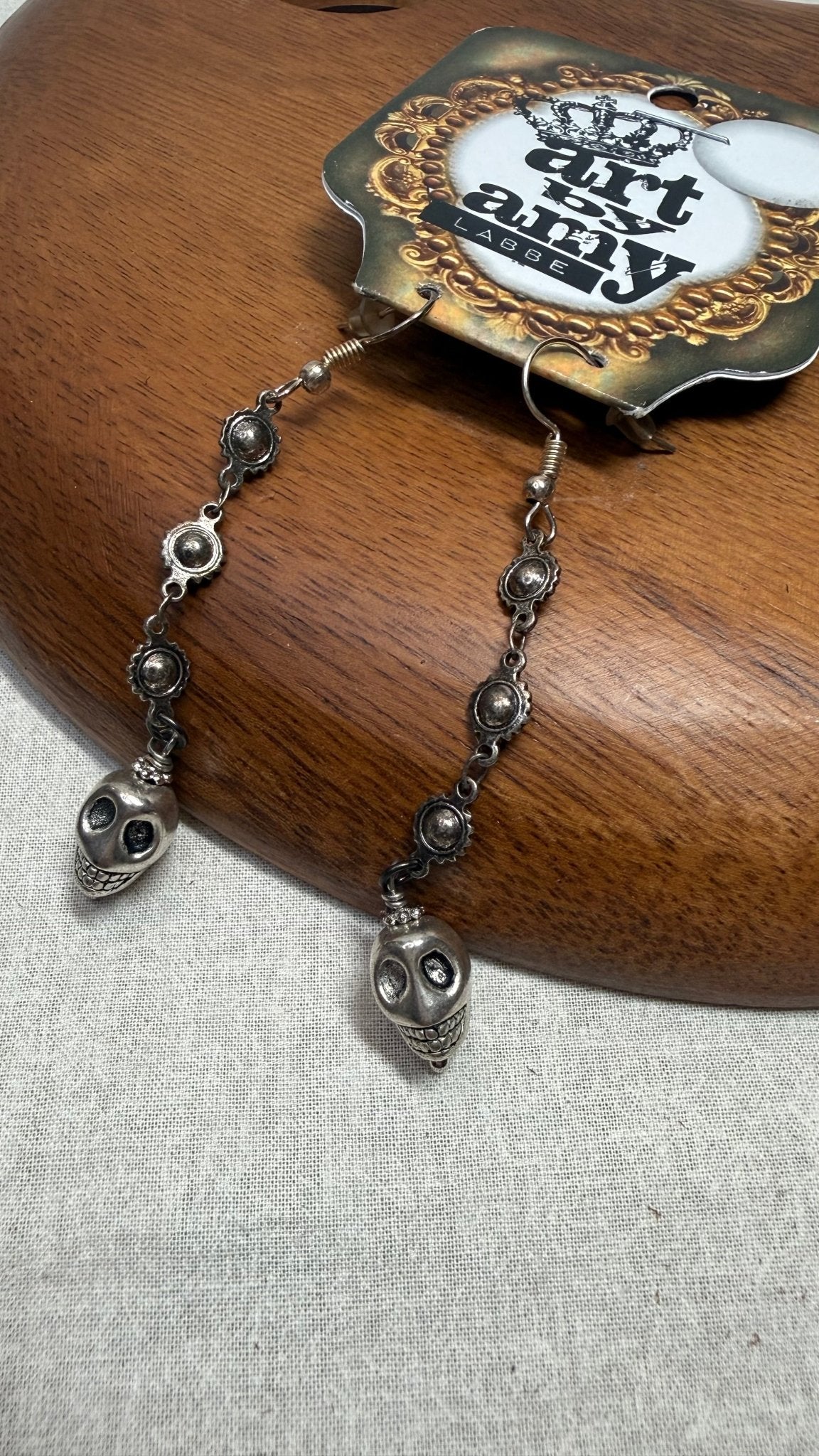 Silver Skully Earrings - Vintage Vault Boutique