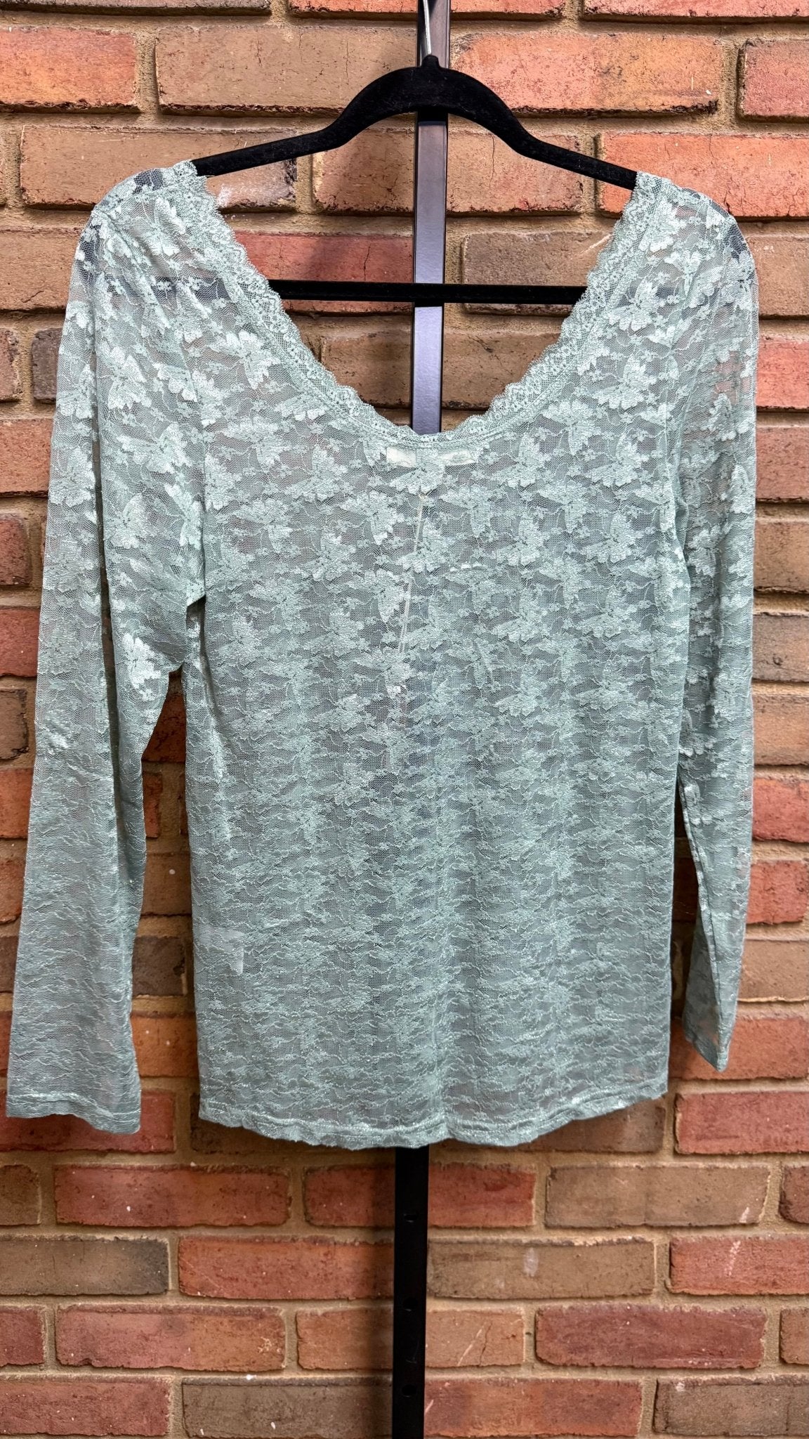 Sage Lace Layering Top - Vintage Vault Boutique