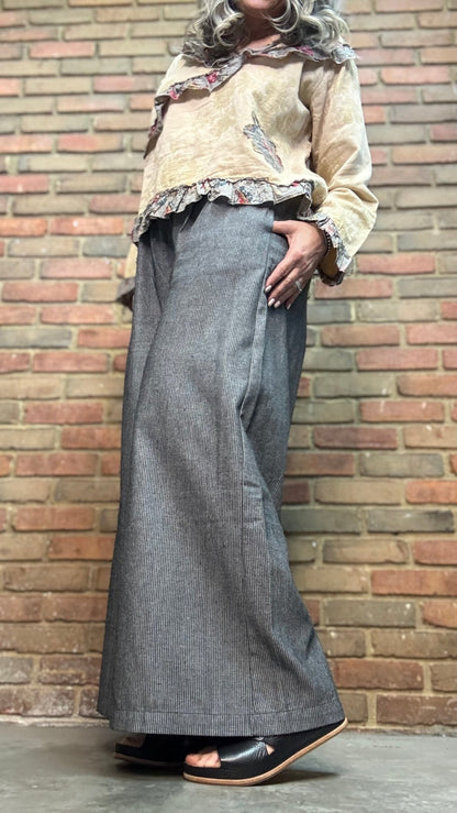 Pin Stripe Black Pull On Pants - Vintage Vault Boutique