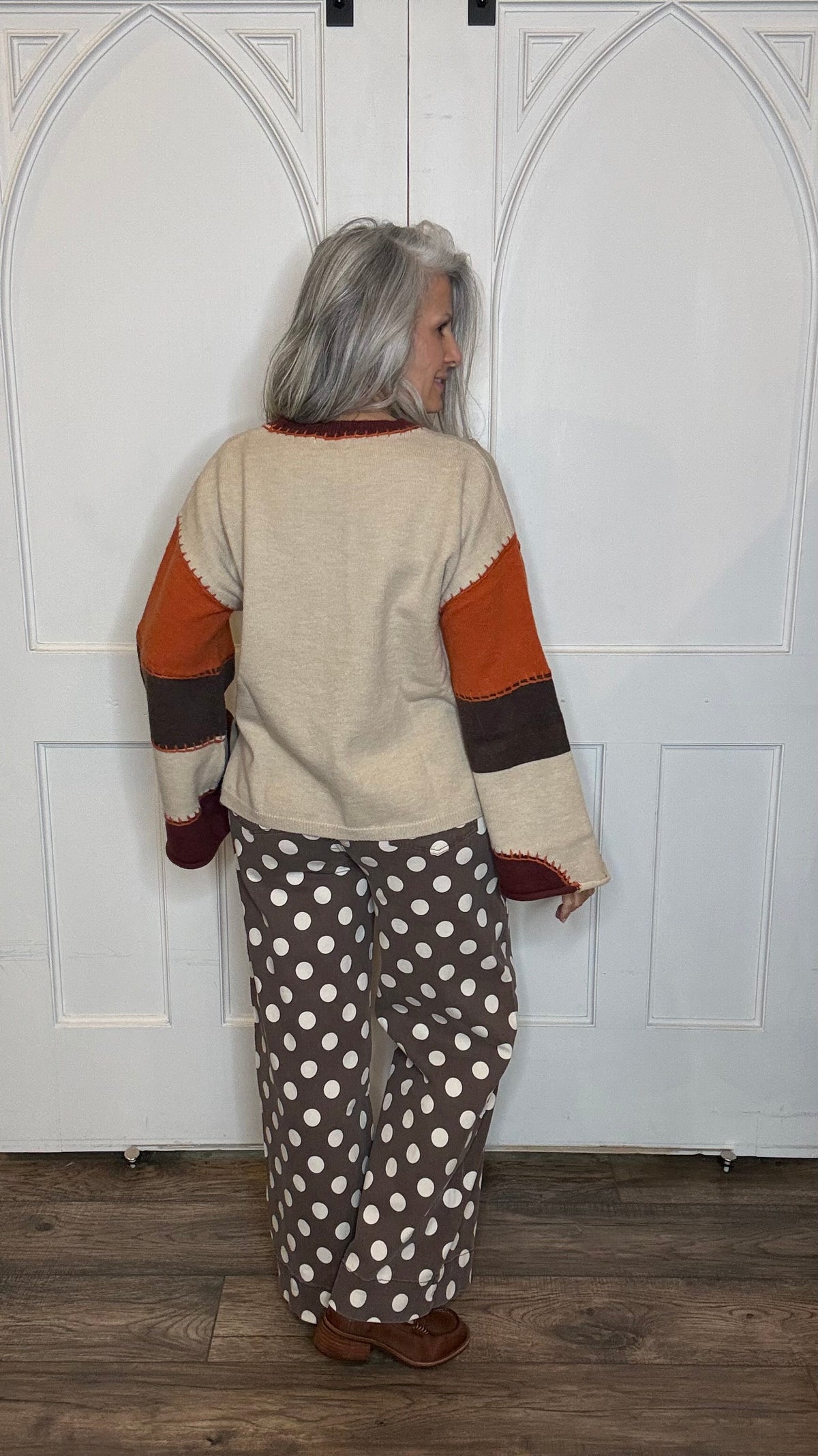 Color Block Bell Sleeve Sweater