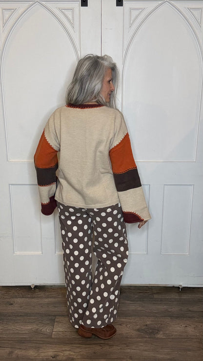 Color Block Bell Sleeve Sweater