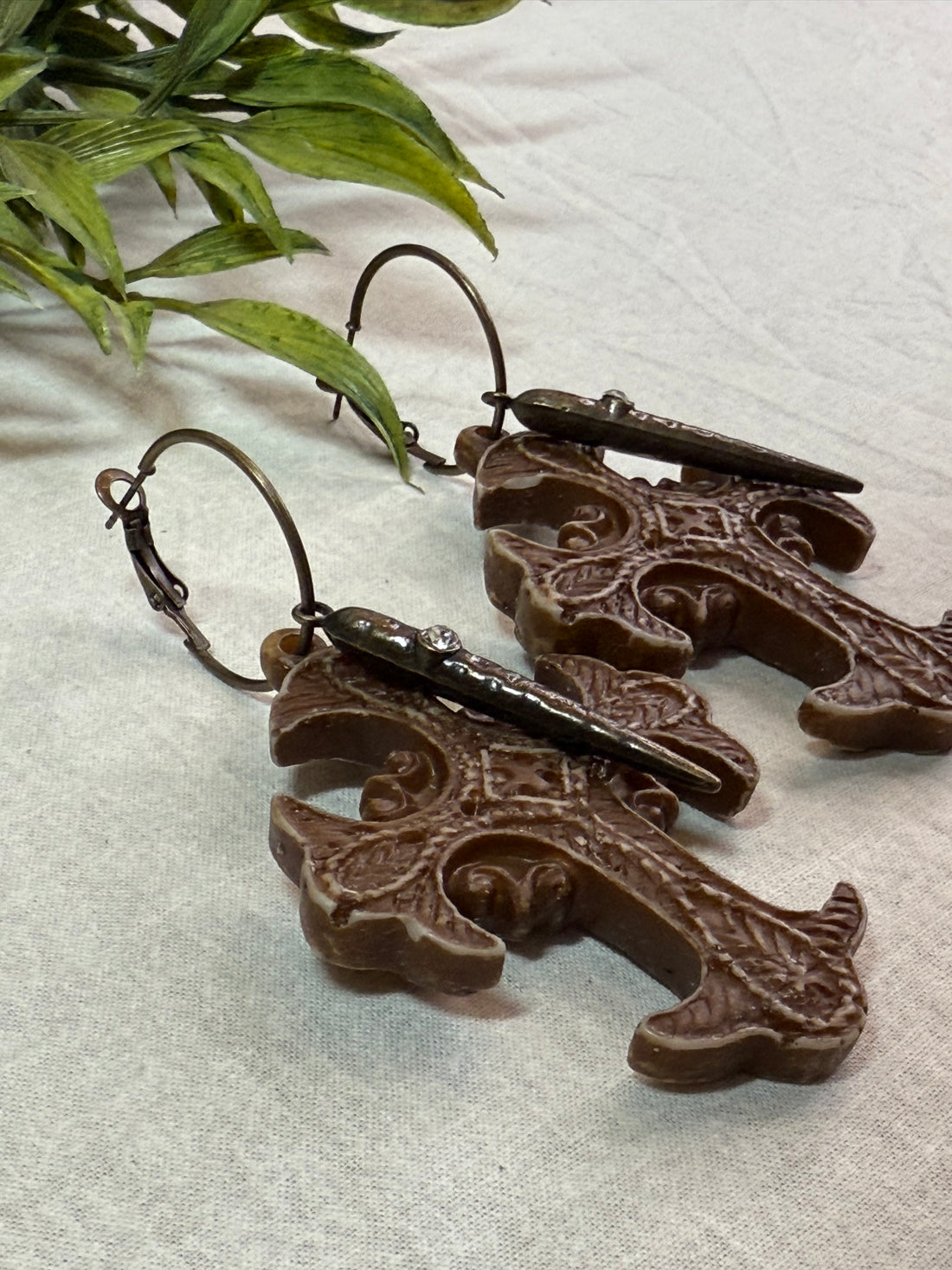 Ornate Cross with Spike Earrings