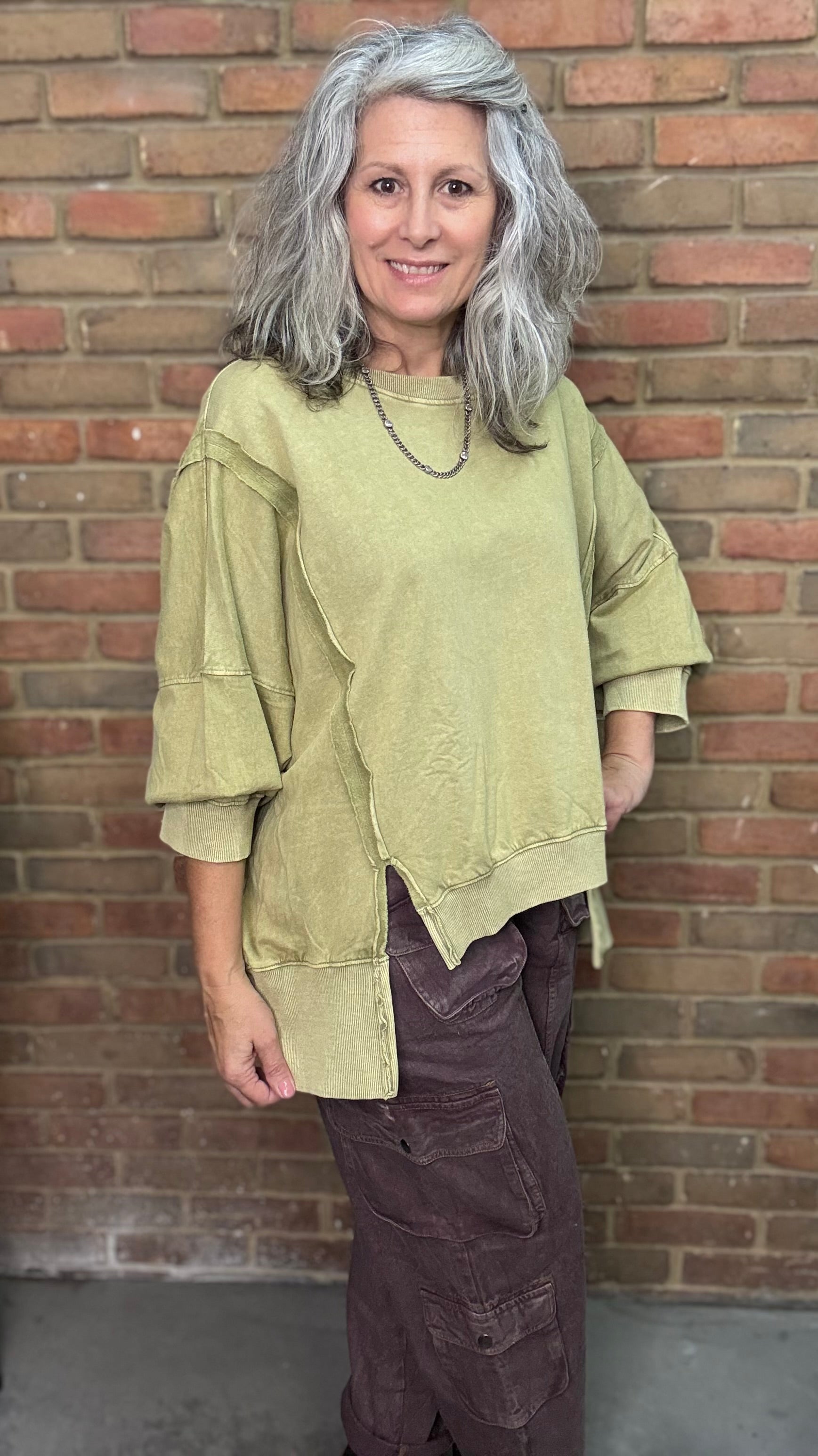 Green High Lo Slit Sweatshirt