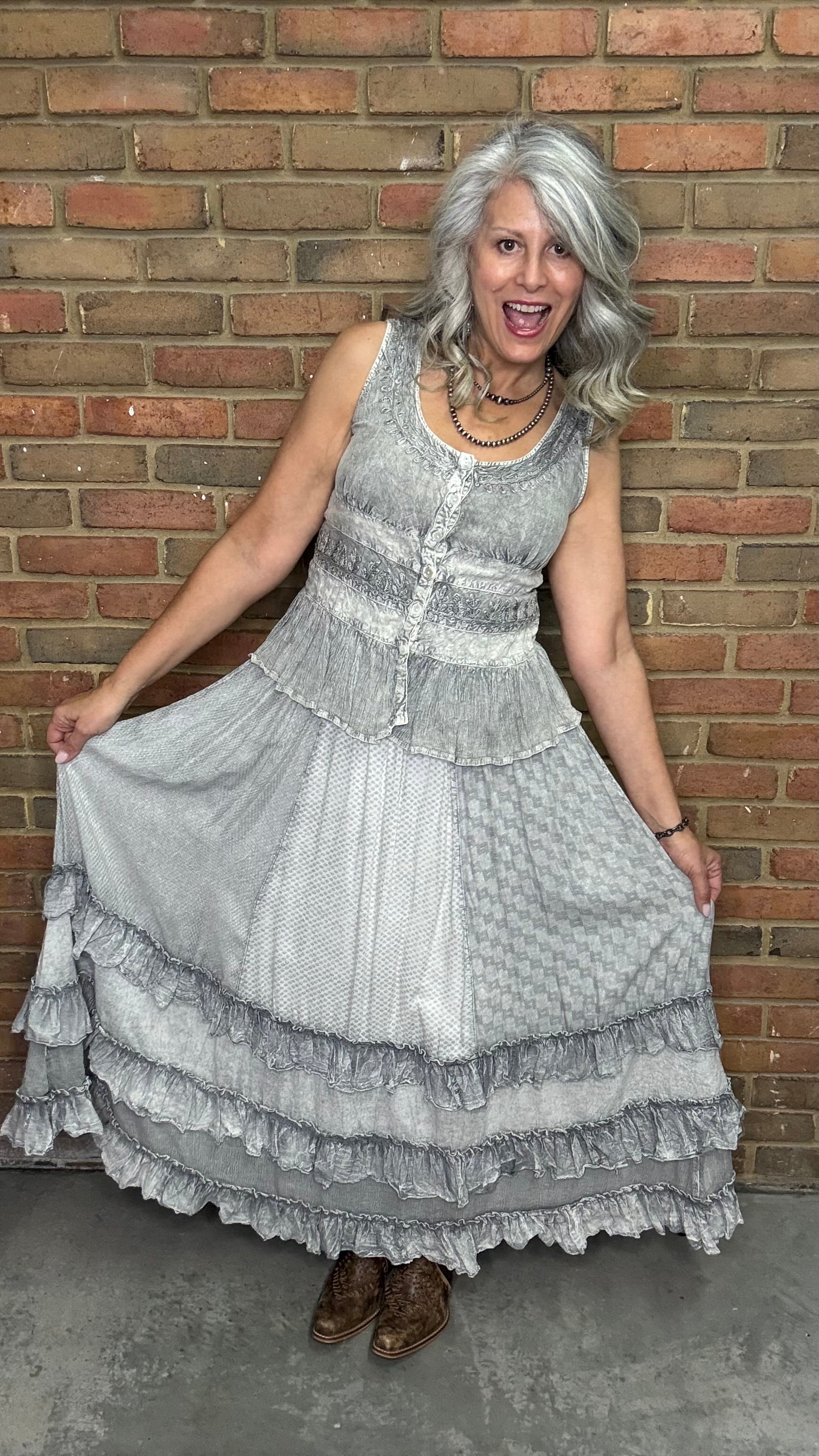 Grey Ruffle Skirt