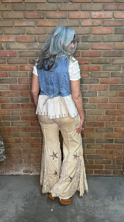 Sunflower Embroidery Vest - Vintage Vault Boutique