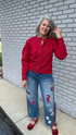 Pointelle Red Cardigan Sweater - Vintage Vault Boutique