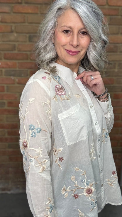 Joni Cotton Button Up Shirt - Vintage Vault Boutique