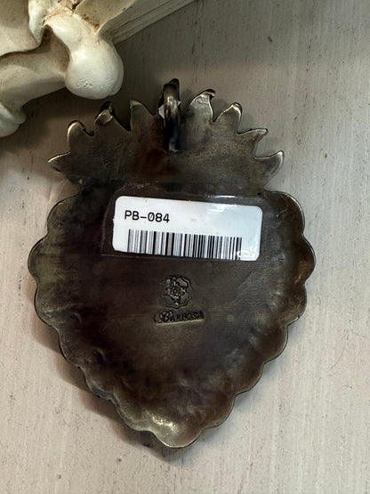 Blue Flaming Heart Pendant