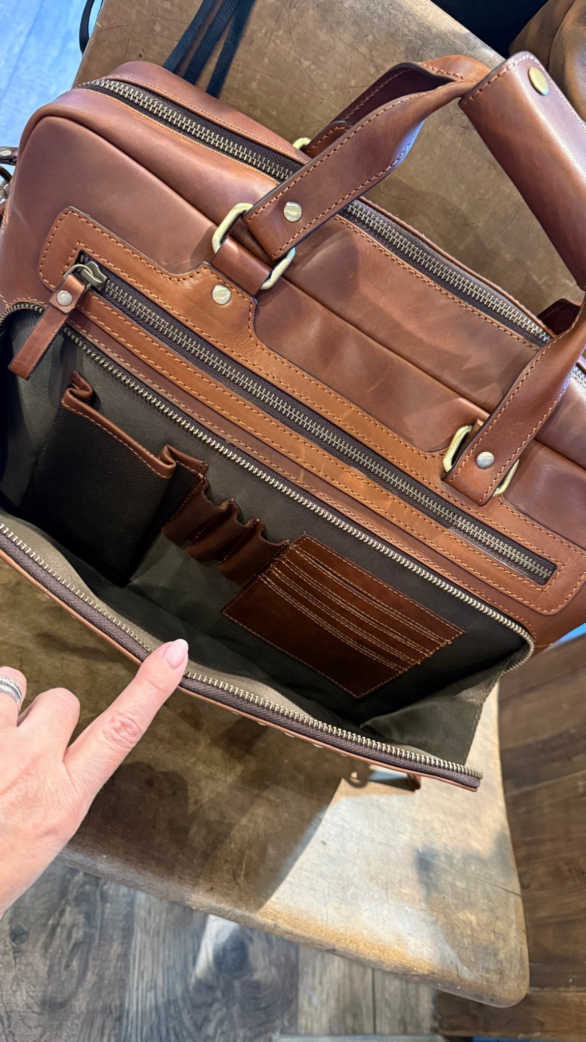 Brown Leather Computer Bag - Vintage Vault Boutique