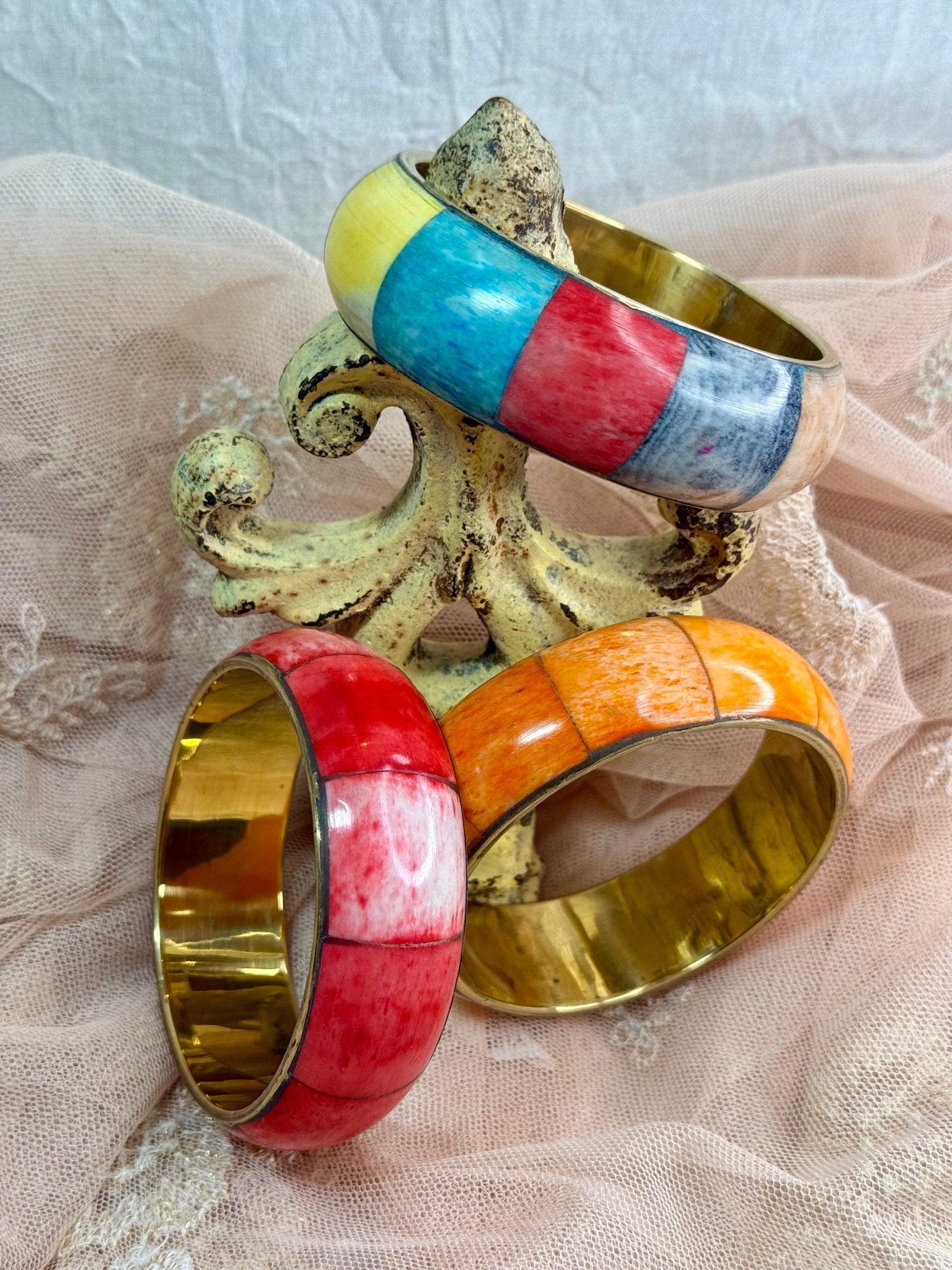 Bright Stone Bangle Bracelets - Vintage Vault Boutique