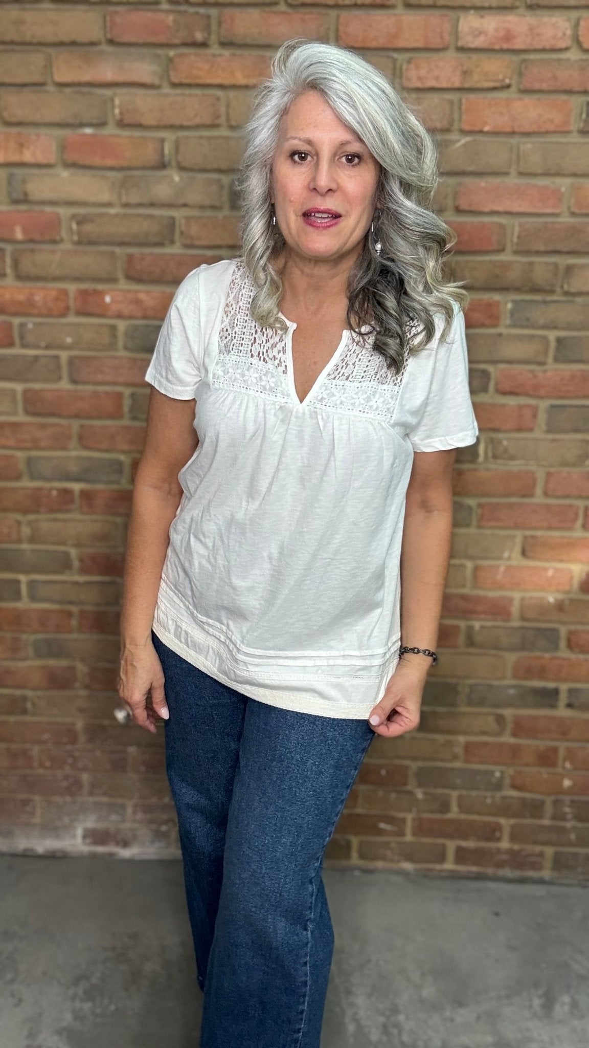 Lace Trim Cotton Top - Vintage Vault Boutique