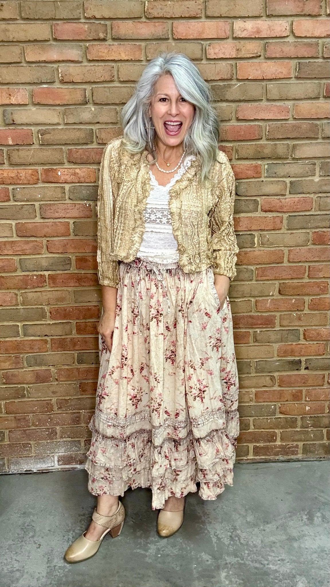 Vintage Wash Pin Tuck Ruffle Skirt - Vintage Vault Boutique