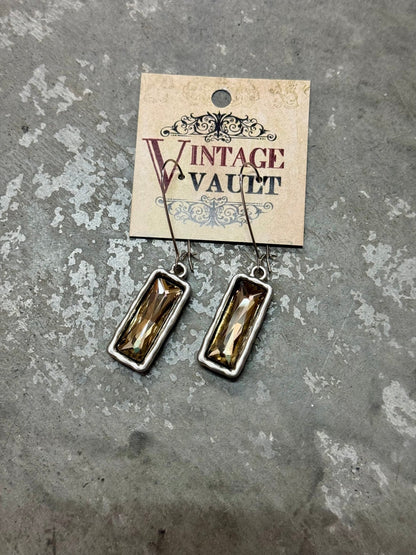 Crystal Rectangle Earring - Vintage Vault Boutique