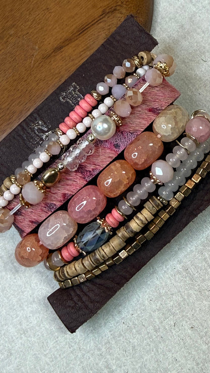 Pink Stretch Bracelet Stack