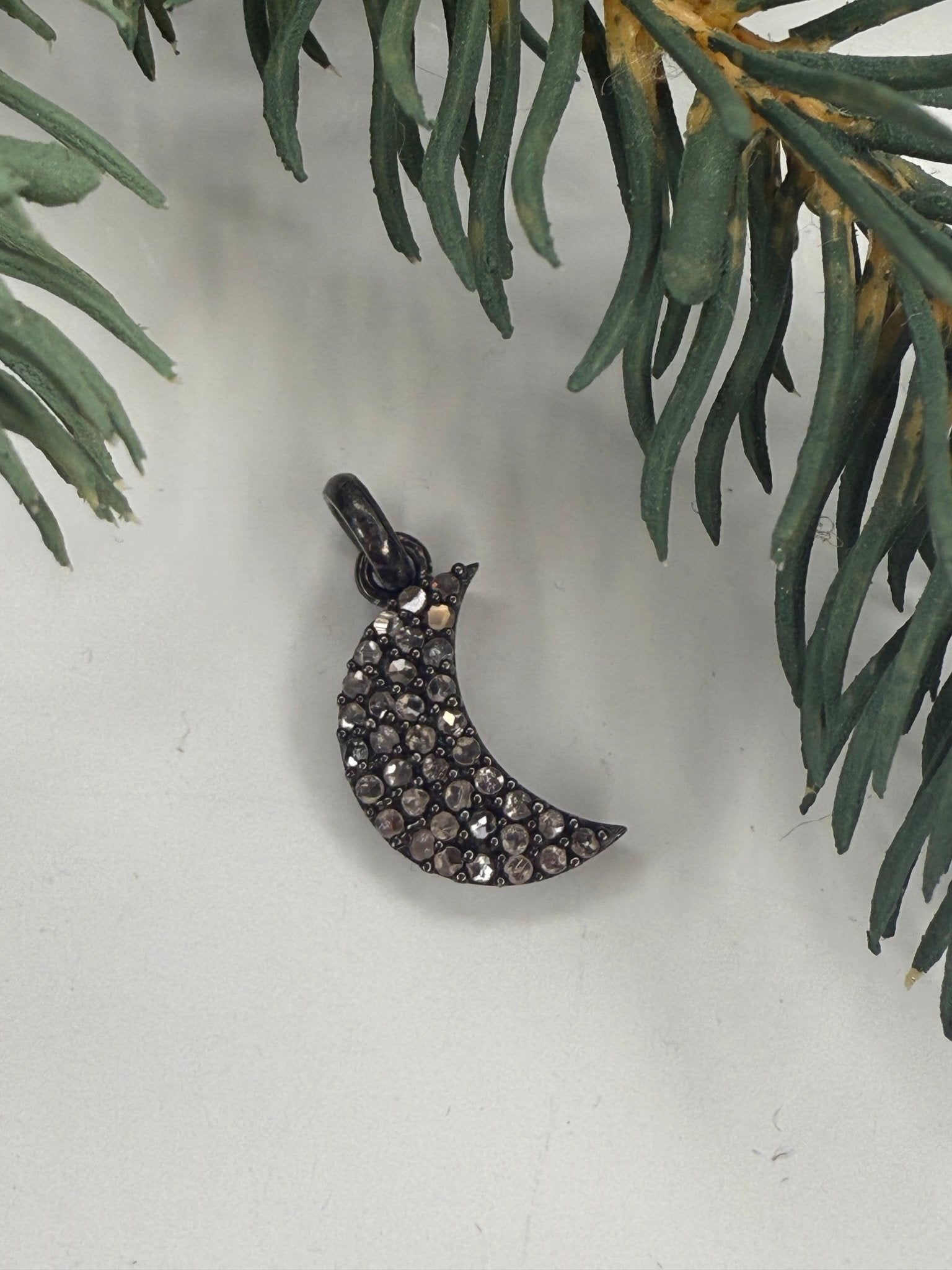 Moon Pave Diamond Pendant - Vintage Vault Boutique