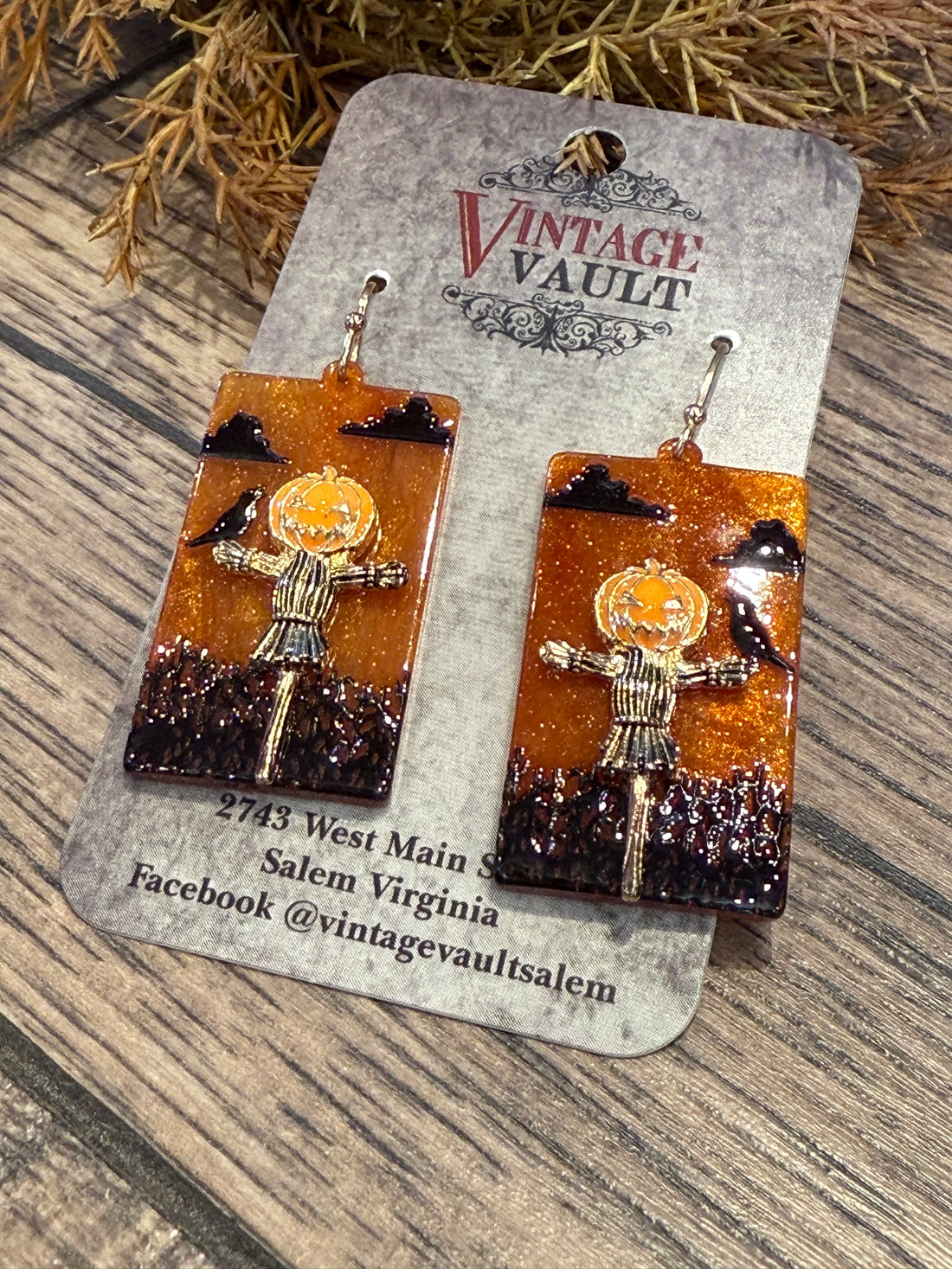 Pumpkin Head Scarecrow Drop Earrings