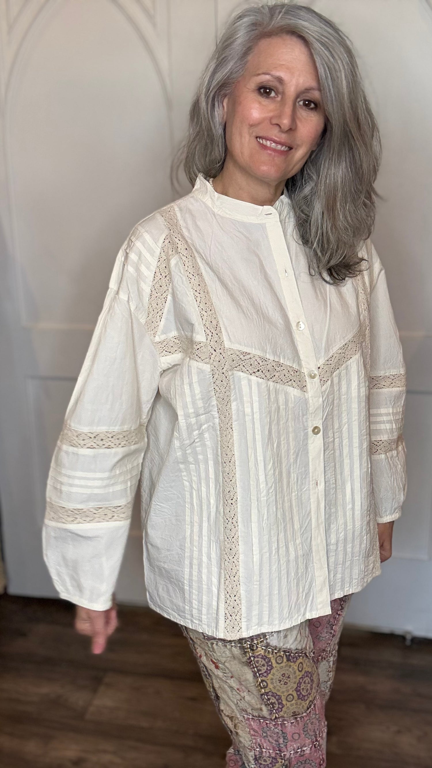 Vintage Cotton and Lace Inset Top