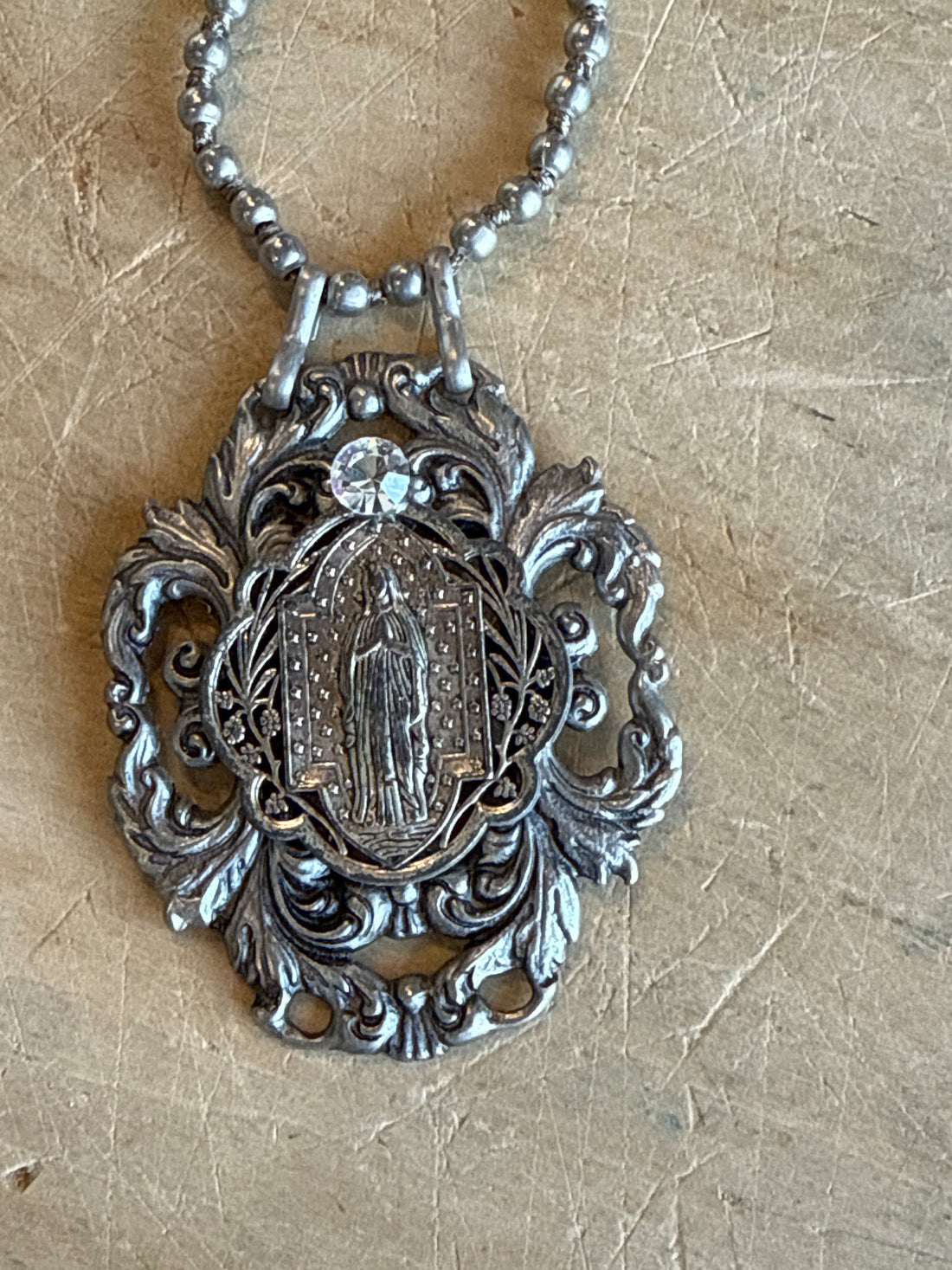 Long Silver Necklace with Pendant
