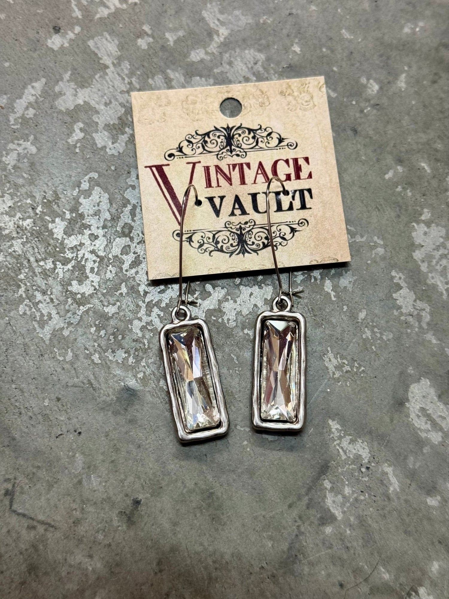 Crystal Rectangle Earring - Vintage Vault Boutique