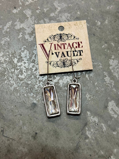 Crystal Rectangle Earring - Vintage Vault Boutique