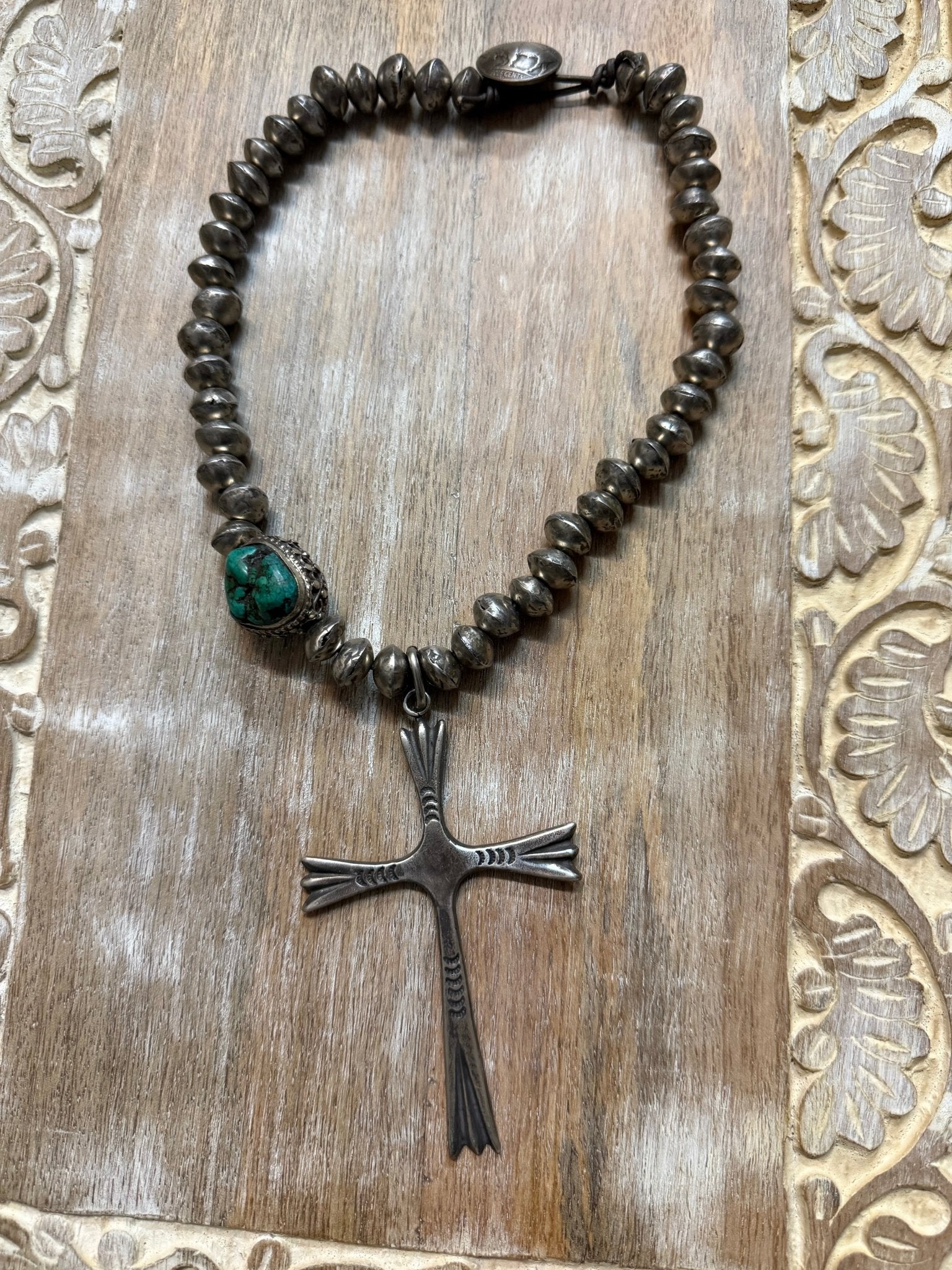 Cross with Mali Beads Necklace - Vintage Vault Boutique