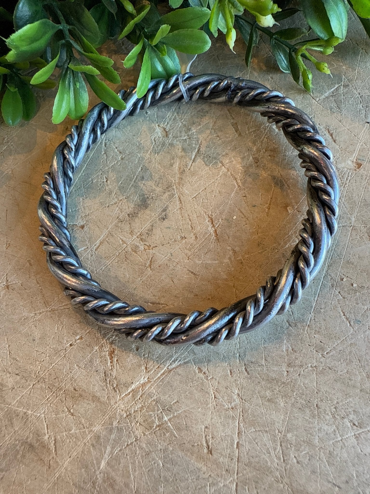 Silver Twist Bangle Bracelet - Vintage Vault Boutique