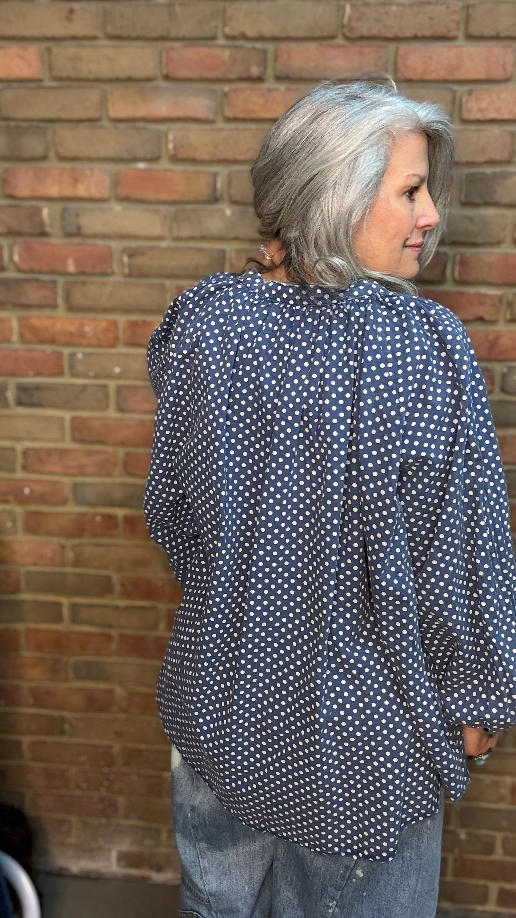 Sweet Nothings Top - Navy Dot