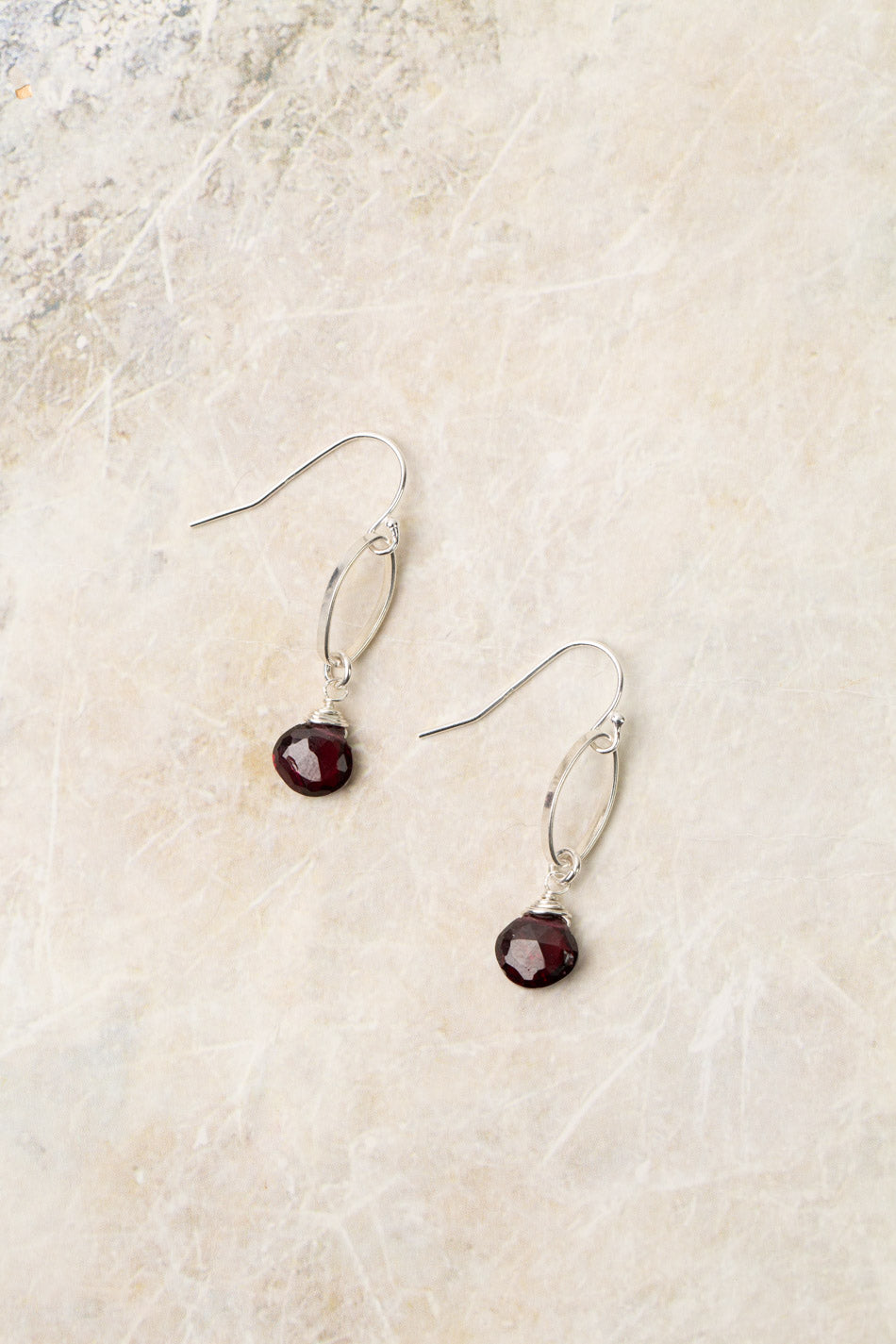 Birth Flower January Garnet Earrings E001
