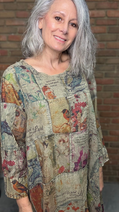 Green/Plum Patchwork Dress