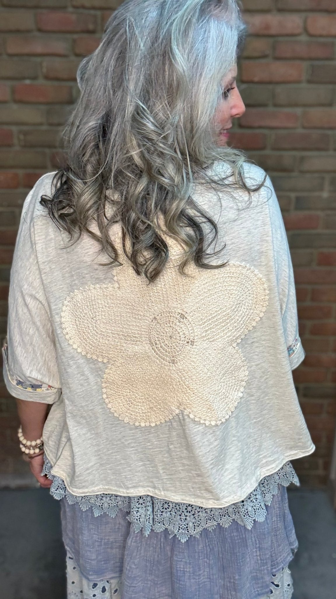 Crochet Lace Crew Neck Top - Vintage Vault Boutique