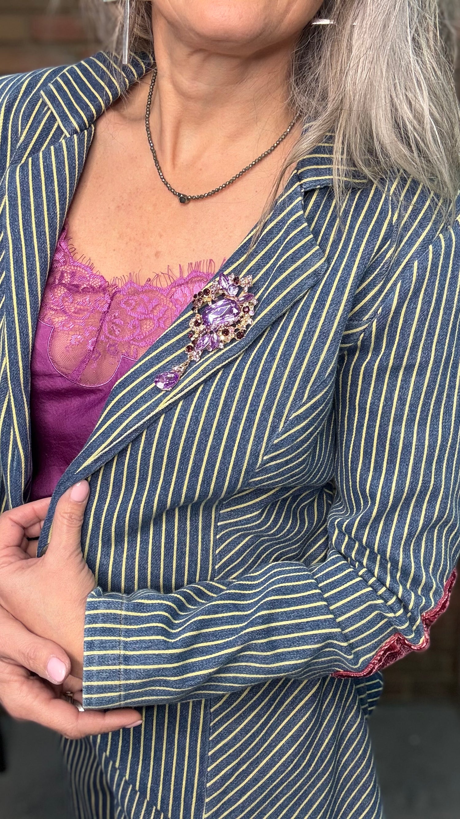 Alaia Stripe Denim Blazer