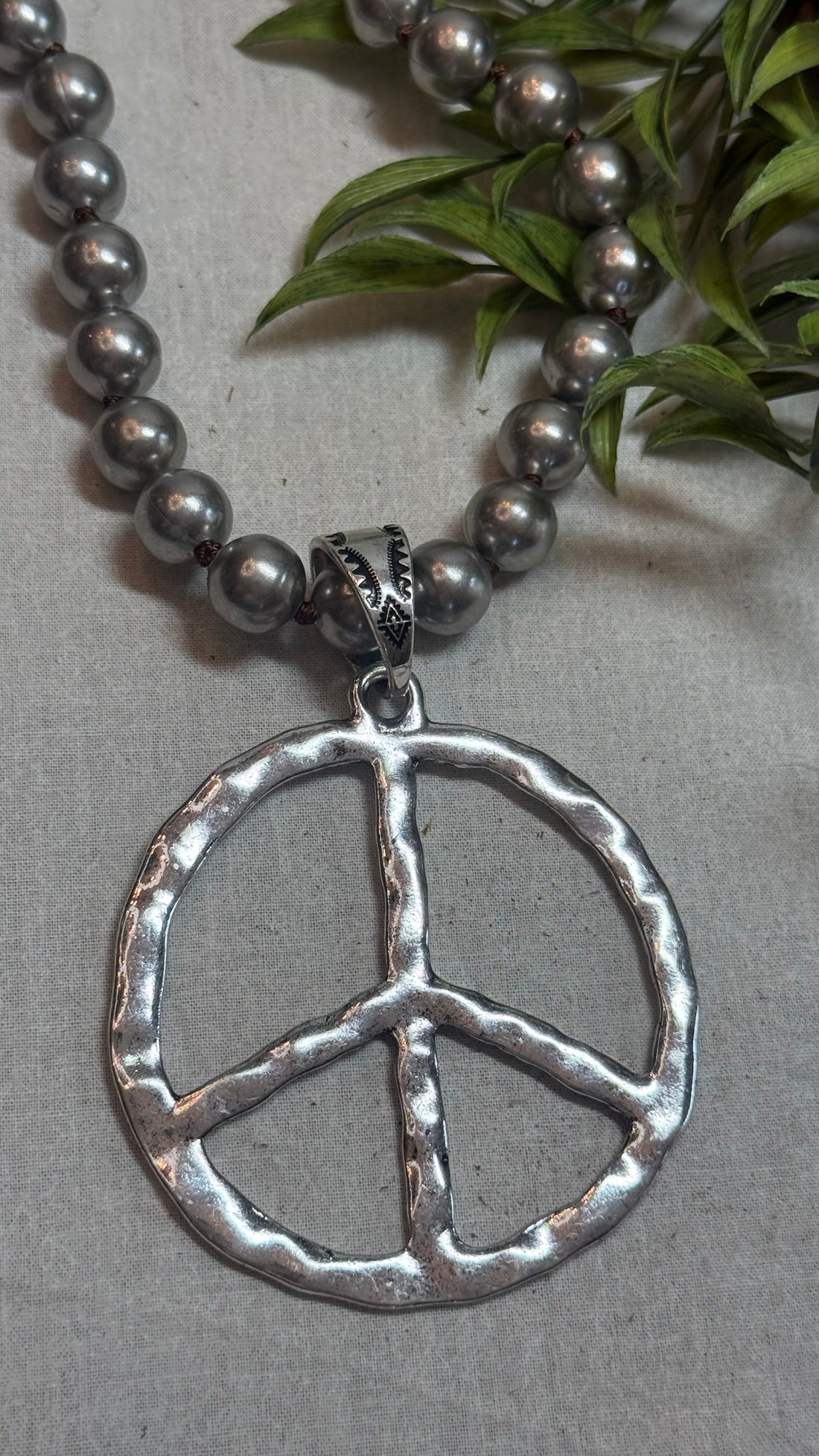 Large Open Peace Sign Necklace