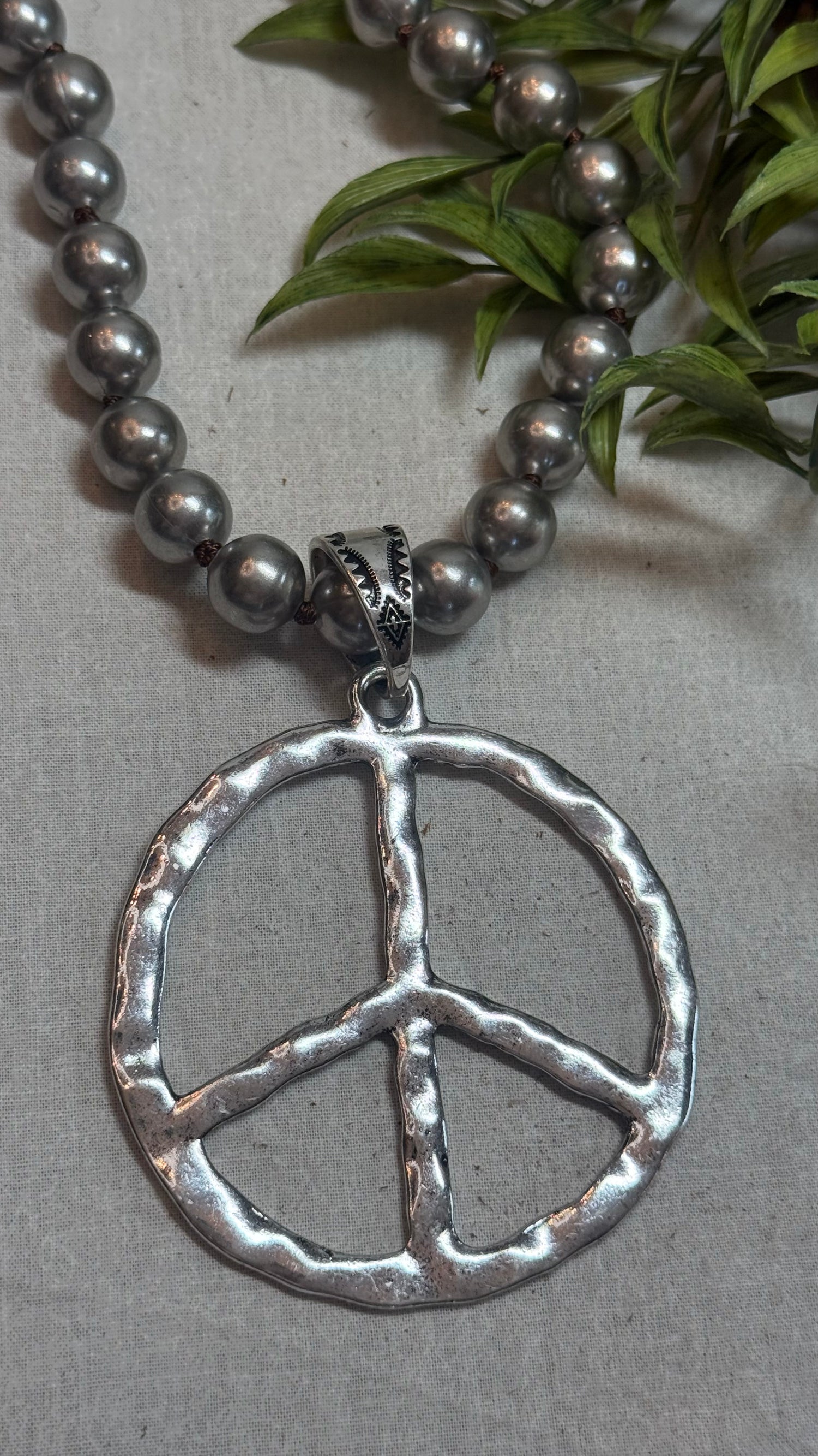 Large Open Peace Sign Necklace