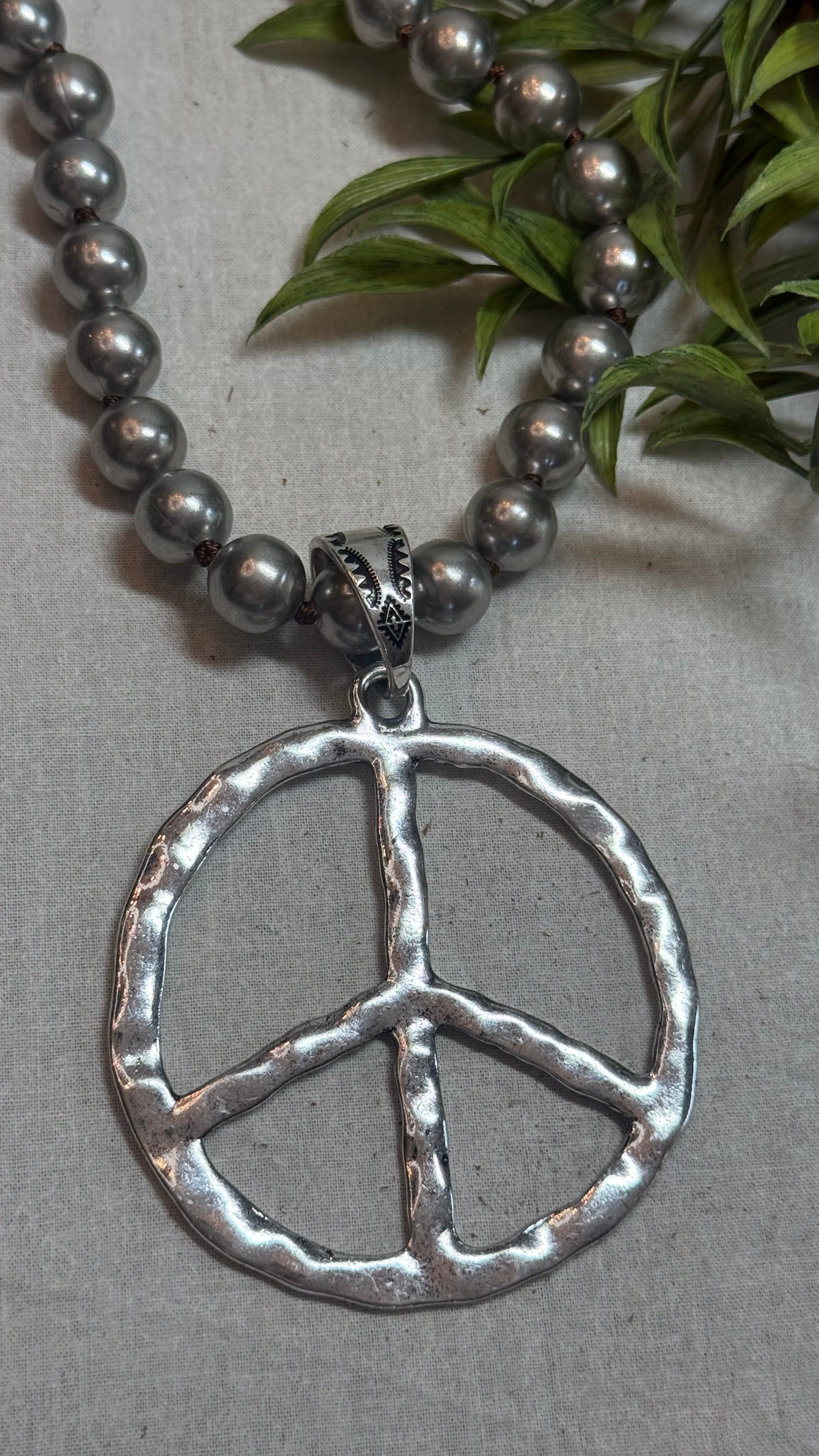 Large Open Peace Sign Necklace