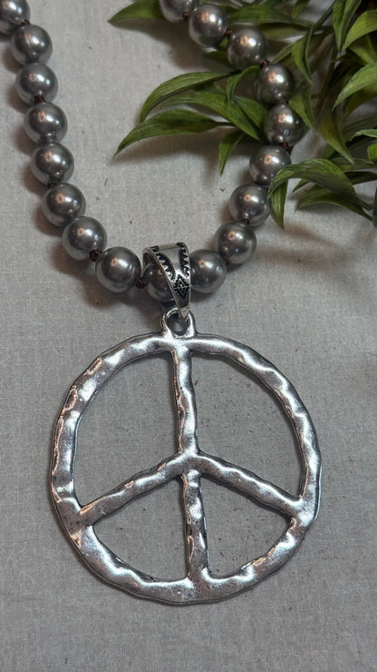 Large Open Peace Sign Necklace