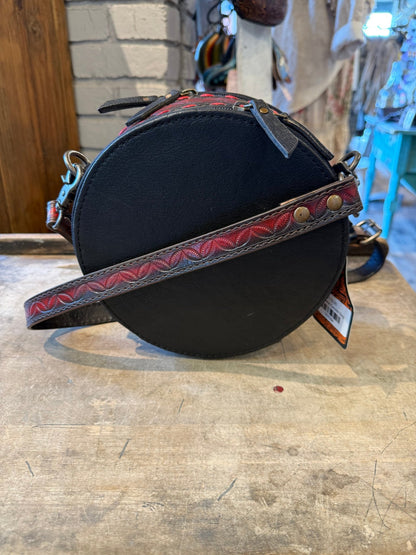 Red Tooled Canteen Bag - Vintage Vault Boutique